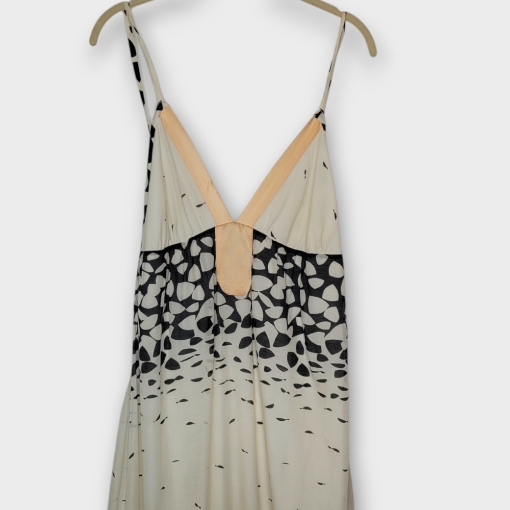 Anthropologie Black and Cream Sleeveless Plunge Gown - Picture 3 of 8